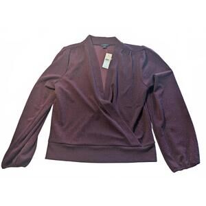 Ann Taylor Factory Burgundy Sparkle Knit Cardigan Sweater Medium